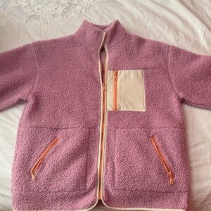 Medium pink oversized zip up with orange accents. From Universal Thread